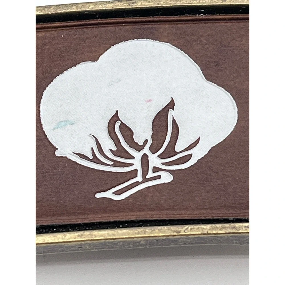 Vintage‎ Delta Boll Weevil Belt Buckle Cotton Plant Brass Tone Rectangular